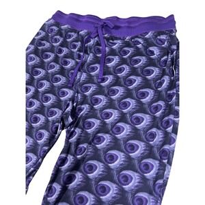 Retreat Purple Peacock Feather Lounge Pants Women's Size L Pajama ‎ bottoms